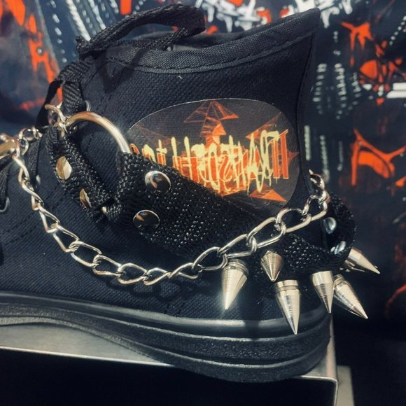 Punk Studded Skate shoes A-5 Spikes Strap And Chai - Picture 7 of 11